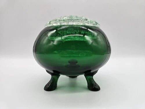 Viking Glass Evergreen Flowerlite Tree Bark Feet With Original Frog