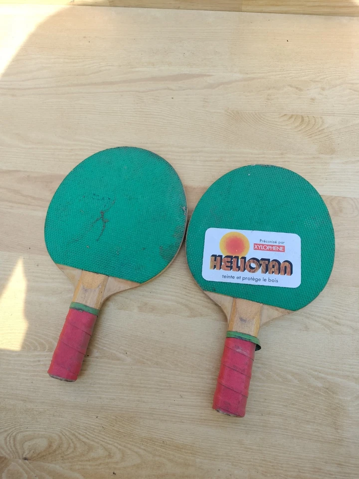 Lot de 2 raquettes ping-pong / tennis de table, revêtement vert Heliotan - Photo 1/2