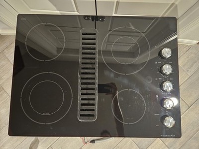 30'' KitchenAid Glass Electric Downdraft Cooktop KECD807XBL01 Shows Wear, Tested