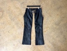 Vintage Black Leather Chaps - Just Leather - Adjustable S/M