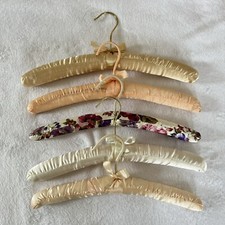 Vintage Satin Covered Clothes Hangers Pastel Printed Floral Colors Set of 5