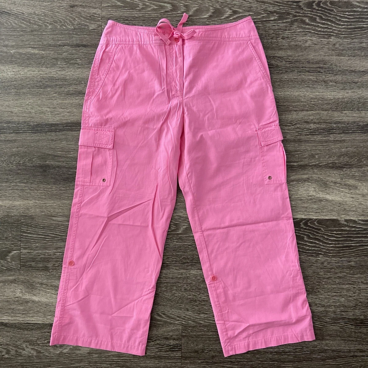 Jones New York Sport Bright Pink Cargo Pants Roll Up Capris Size 10 NEW NWT  Y2K