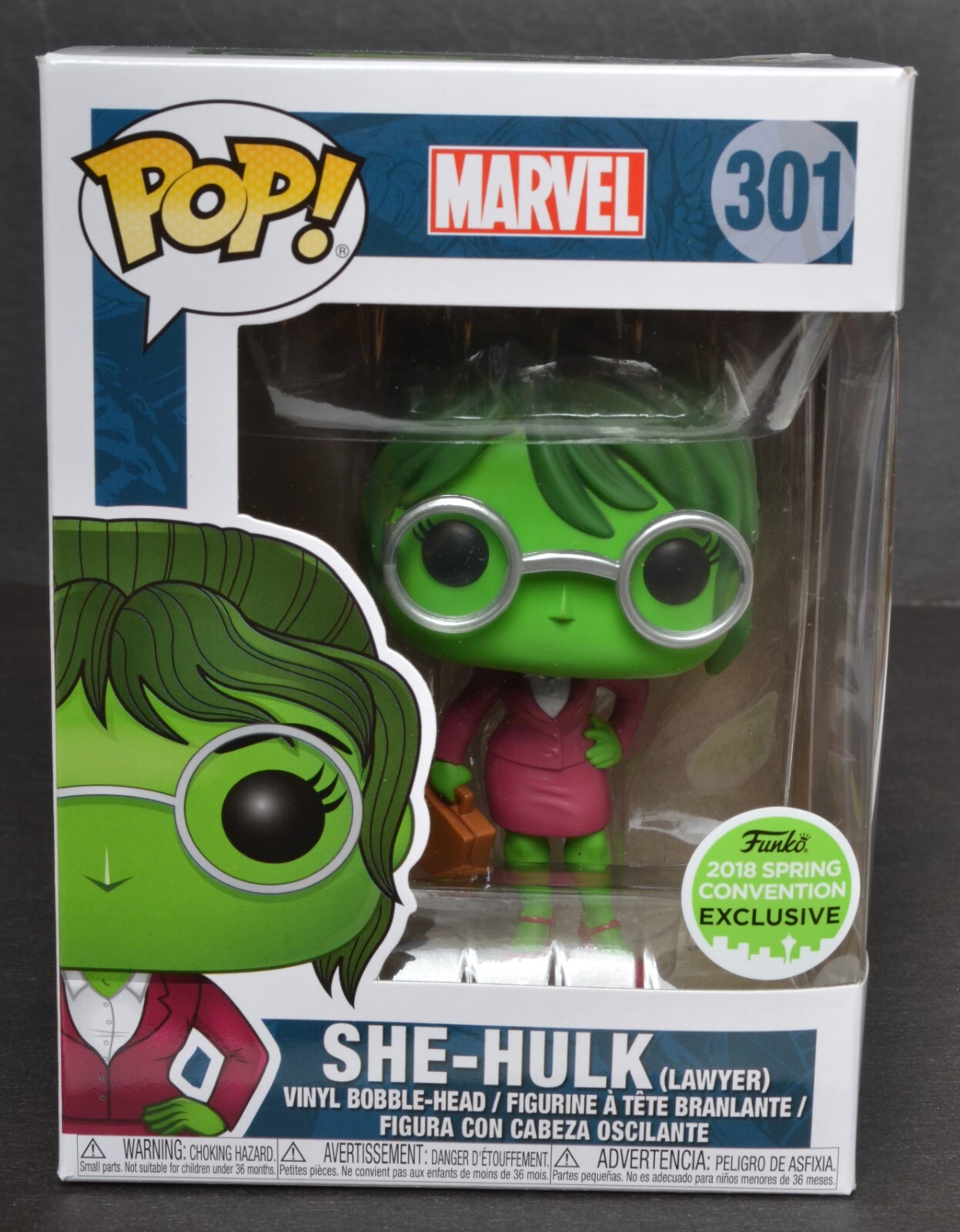 En Oferta Funko Pop 'Marvel' She-Hulk Lawyer #301 Nrfb 2018 Spring Convention Box Damaged