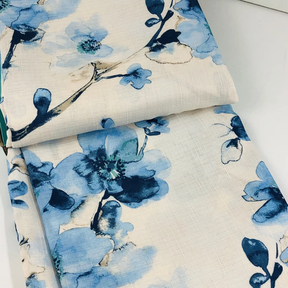 Waverly Fabric Shower Curtain Watercolor Blue Floral Cottage Look 70x72 New - Image 4 of 4