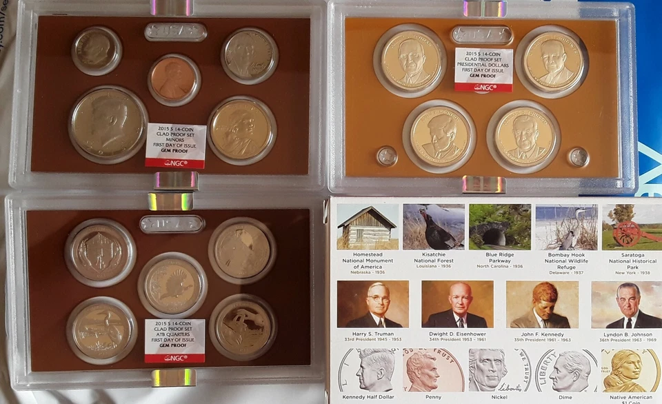 2015 US Mint Proof Set NGC 1st Day Of Issue GEM Proof Set 14 Coins in 3 slabs - Image 2 of 4
