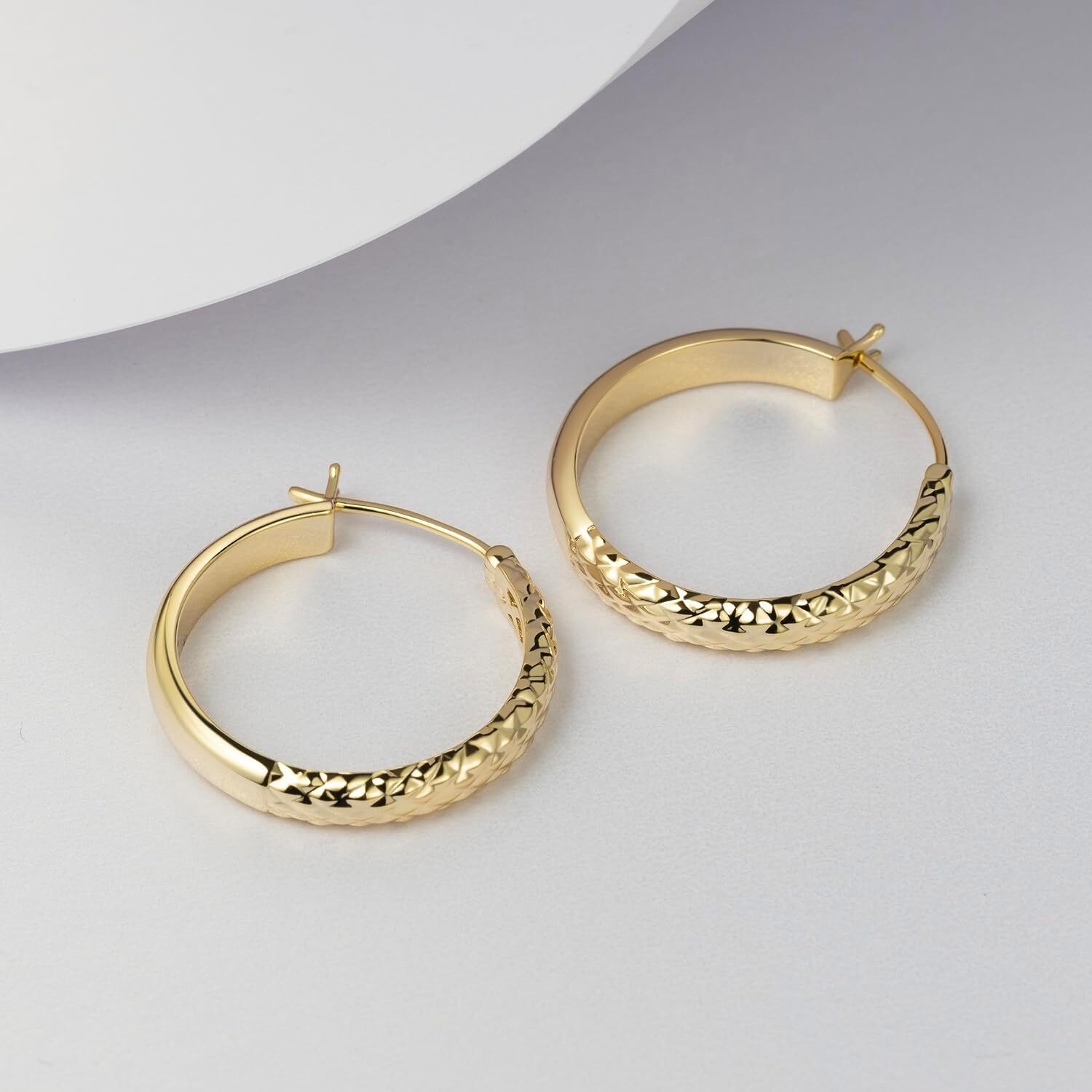 NEARLAND Gold Earrings 14K Gold Hoop Earrings for Women Trendy 14K Gold