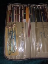 Lot 65 Knitting Needles Crochet Hooks Knitting Supplies Plus 12 Staples  Case