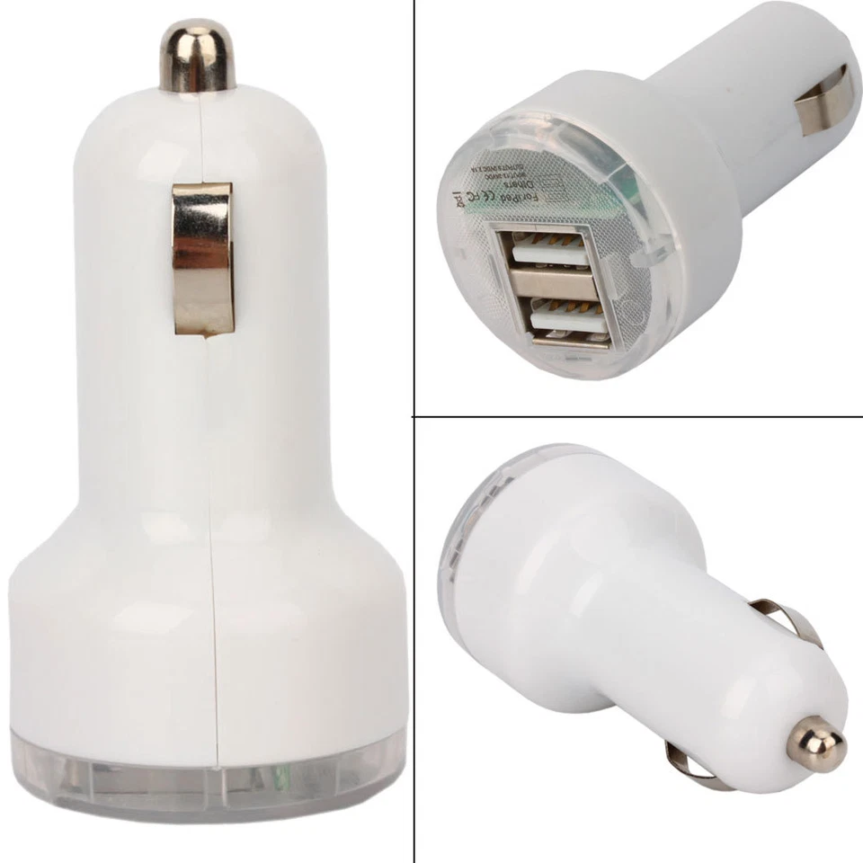 Cargador de Coche Doble USB 2 Puertos DC Adaptador 2.1A Blanco para Samsung Galaxy S6 Note 5 4 Foto 2 de 3