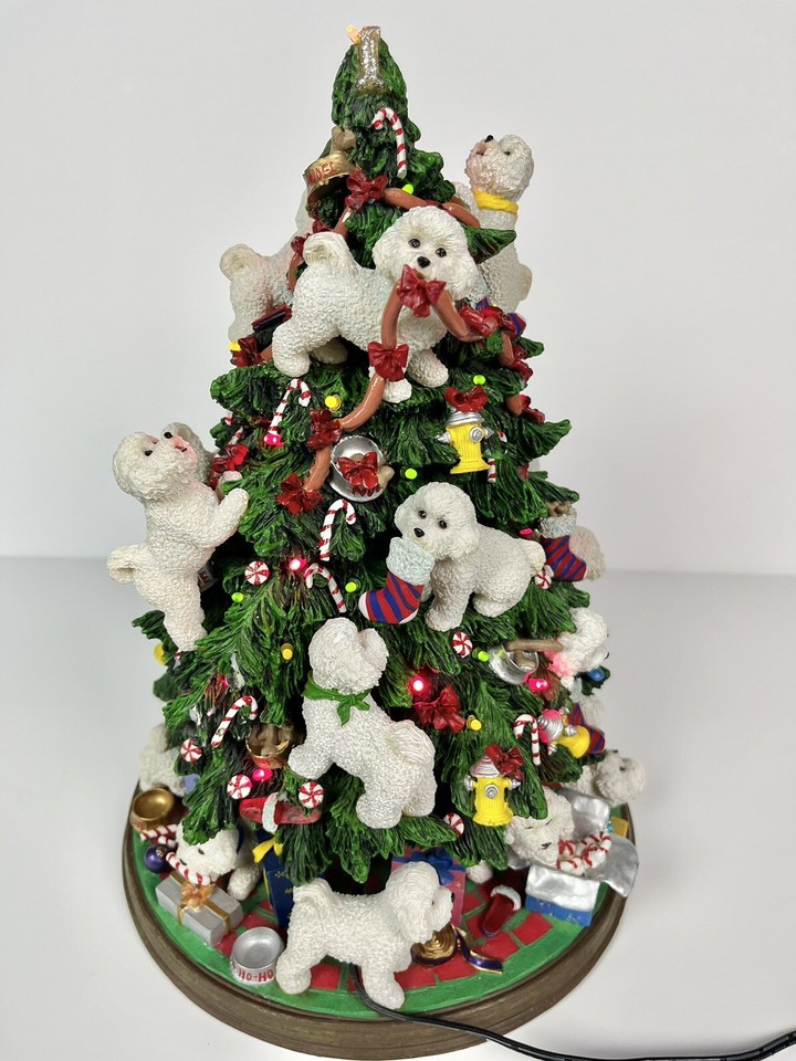 Danbury Mint BICHON FRISE Dog Christmas Tree Lighted Holiday Decoration