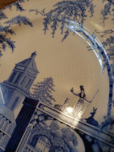 Pottery Barn Set of 4 Sophia Blue and White Village Scene Salad Plates - Picture 3 of 4