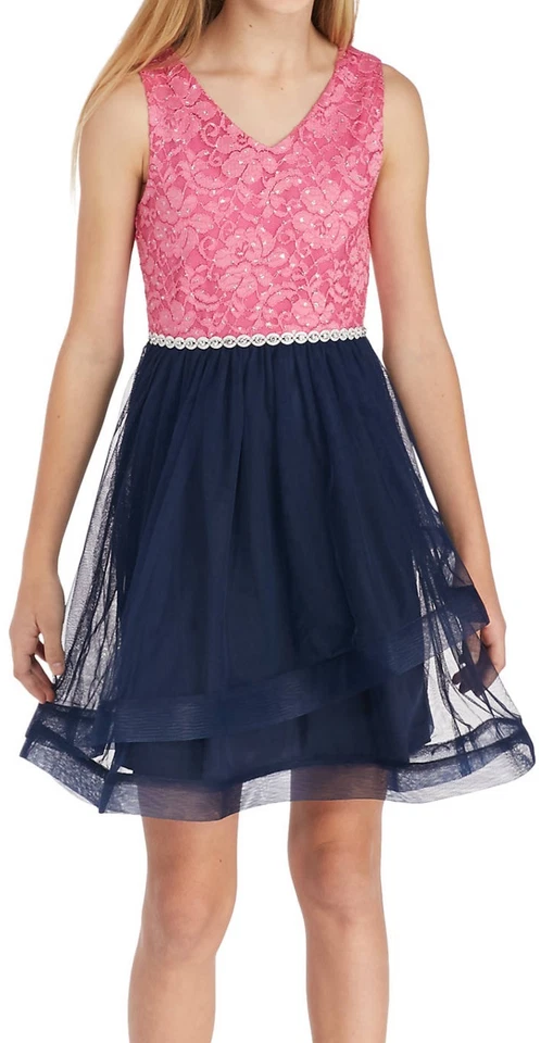 Vestido de fantasía Speechless Big Girl brillante de encaje y tul entallado y acampanado-8 o 10 Foto 4 de 4