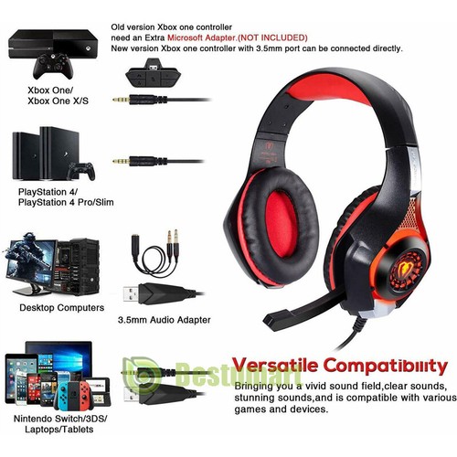 LED Pro Gamer Gaming Headset Stereo Headphone for PS4/Xbox One/Nintendo Switch - Picture 20 of 30