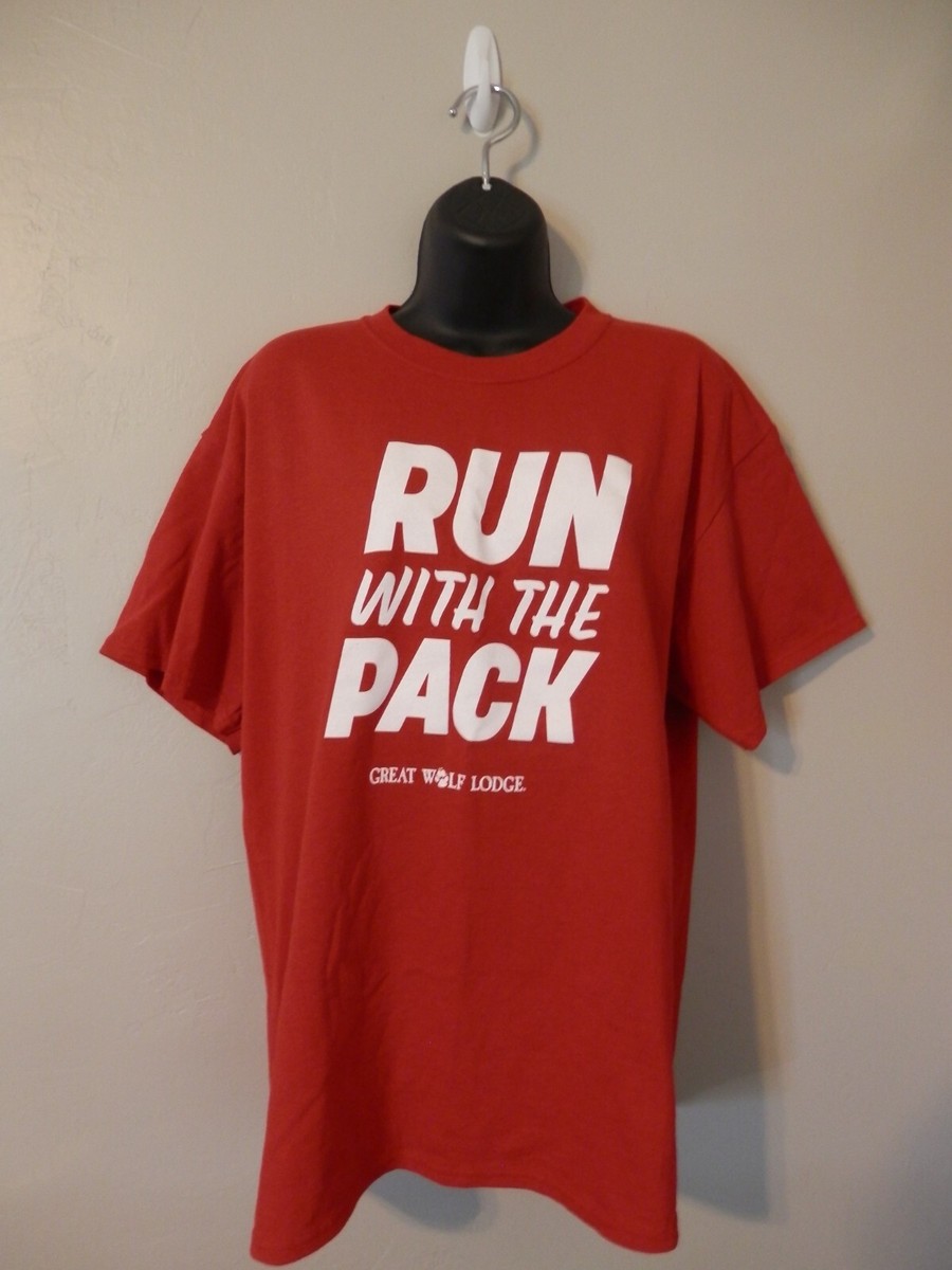 Run With The Pack Great Wolf Lodge Red T-Shirt Size L | eBay