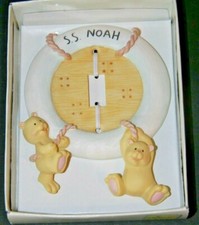 Nursery Russ Baby Noah's Menagerie Light Switchplate Hand painted Bears NEW