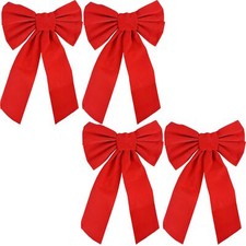 4 Pcs Christmas Red Bow Christmas Wreath Bows Christmas Velvet Bows