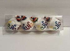 New LGBTQ Holiday Ornaments Rainbow Glitter Set of 4 HO HO HO Gay Pride Love