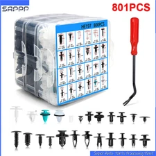 801Pcs Car Retainer Auto Fasteners Push Trim Plastic Clips Pin Rivet Bumper Kit