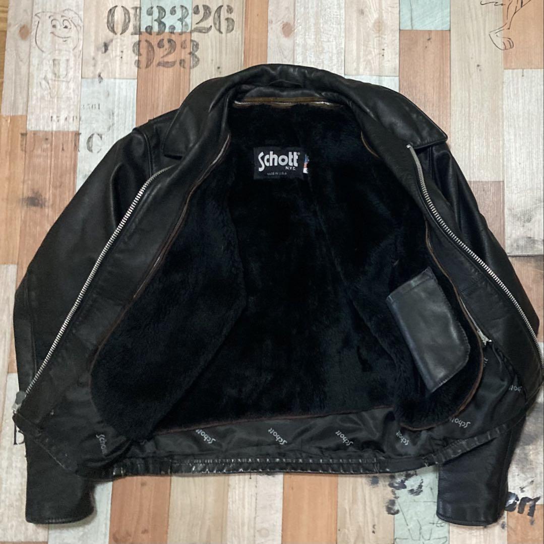ケ*タ様 schott　size38 SCHOTT Trucker Leather Jacket Single Riders Size 38 Black