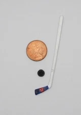 Dollhouse Miniature Sport Winter Hockey Stick and Puck IM65118