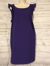 Everly Purple Flutter Cap Sleeve Shift Dress Scoop Neck Hidden Zip Size Large