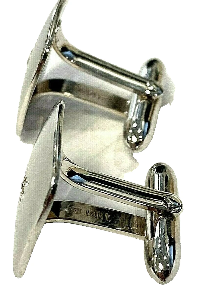 Vintage Dolan Bullock 14k White Gold Diamond Center Cufflinks 9.8 grams - Image 4 of 4