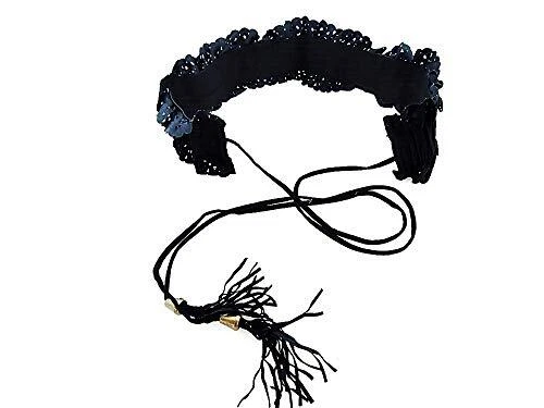 Cintura da donna fascia elasticizzata lacci nera finto camoscio FDY 009 I.20037 - Immagine 3 di 4