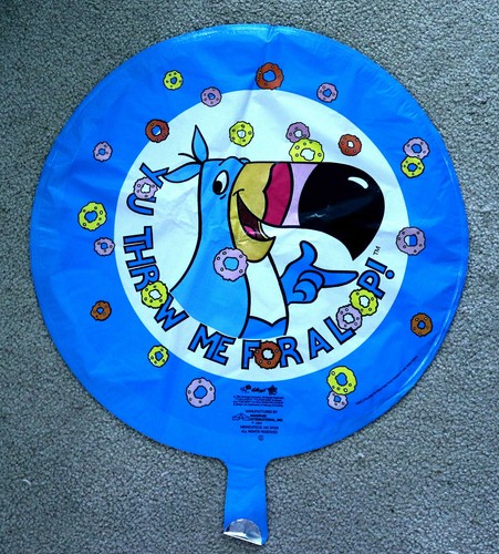 Tukan Sam Kellogg's Neu aus altem Lagerbestand "You Throw Me for a Loop" Mylar Ballons in 8 Stück - Bild 1 von 3