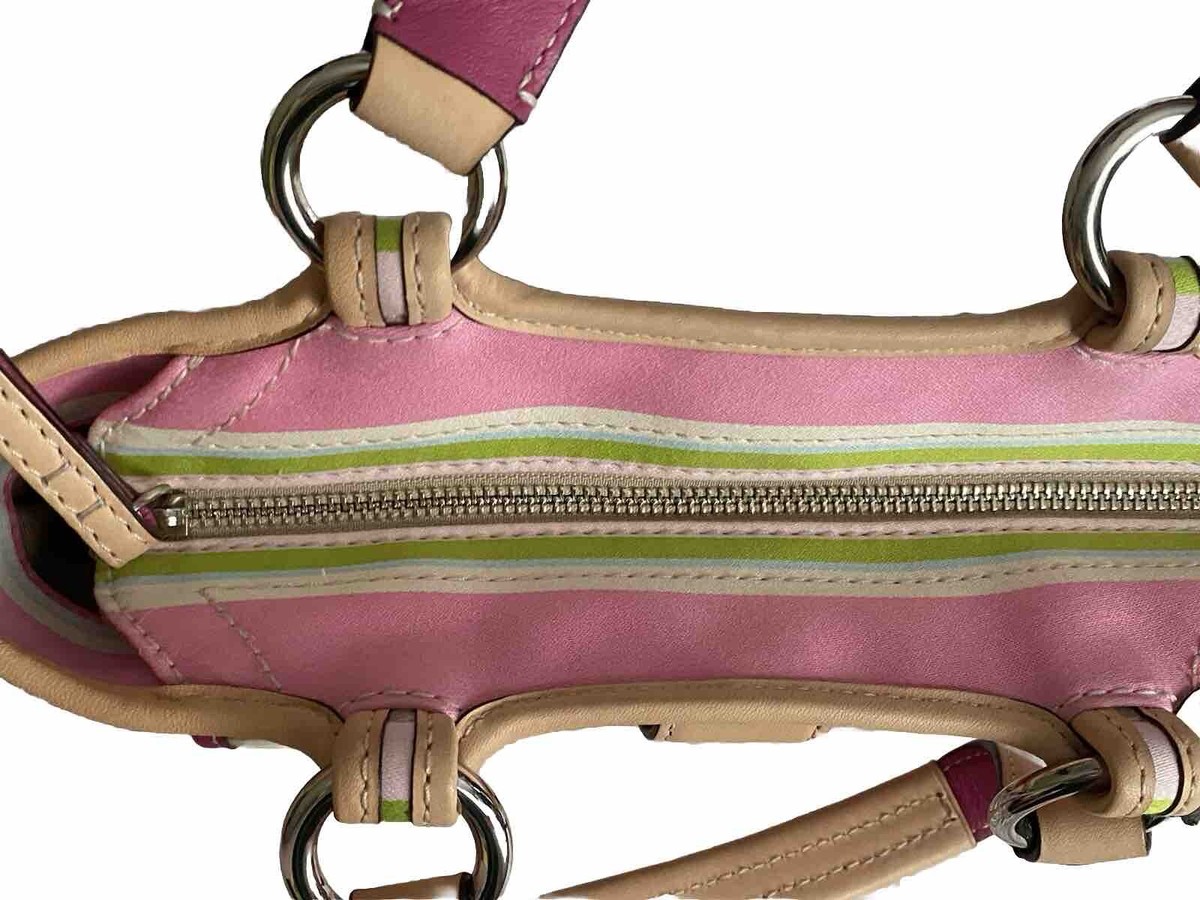 COACH - Hampton Soho Multicolor Striped Leather & Canvas