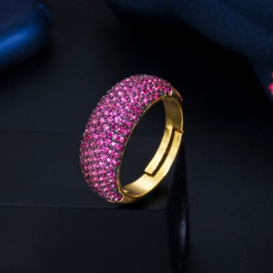 Authentic Adjustable Black Gold Plated Red CZ Oval Round Engagement Ring Promise Jewelry