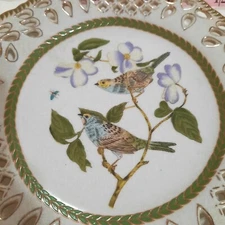 MCM Birds and Violet Lavender Flowers Wall Plate 10.5"Mint!