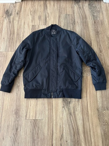 Abercrombie & Fitch Women’s Dark Blue Full Zip Button Bomber Jacket Size L - Picture 2 of 8
