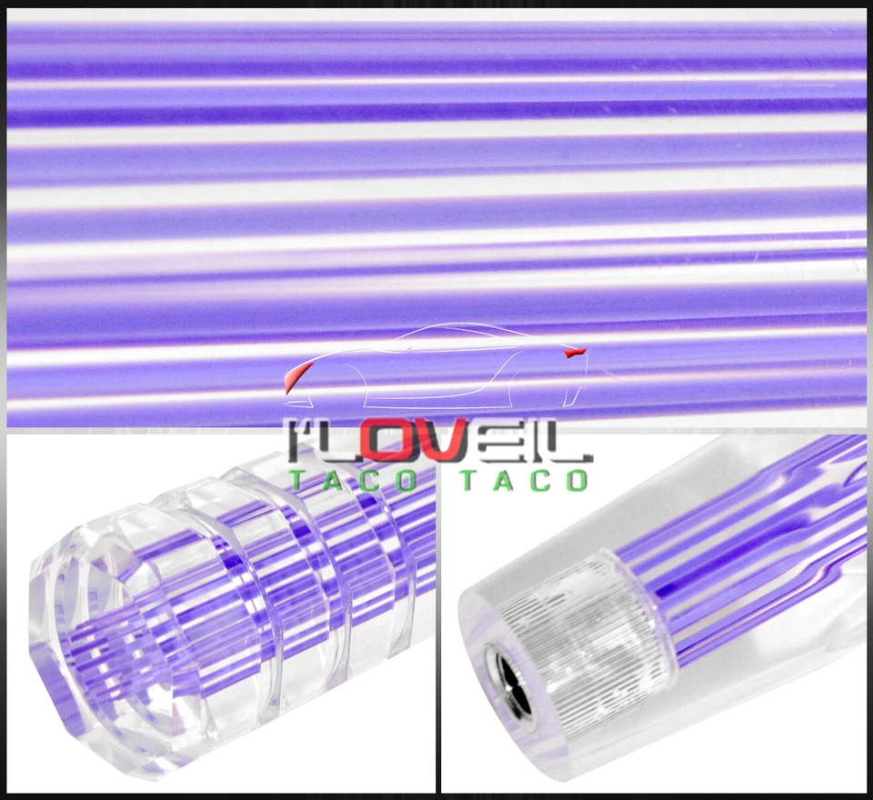 For Nissan 12" 8X1.25mm Clr 3D Style Long Extended Shift Knob Autox Purple - Image 3 of 3