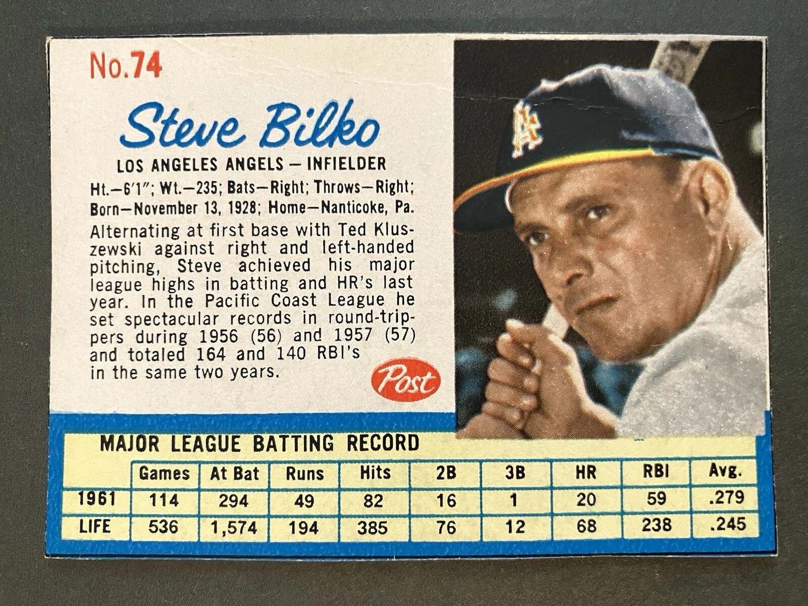 Steve Bilko trading card