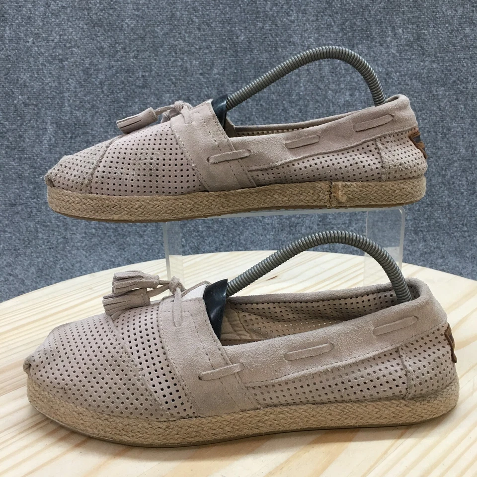 Toms Zapatos Mujer 11 Borlas Alpargatas Beige Gamuza Cómodo Perforado Bajo Foto 2 de 4
