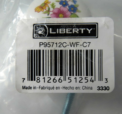 White with Flowers ~ Ceramic Cabinet Drawer Pull Knob Liberty P95712C - WF - C7 - Picture 4 of 4