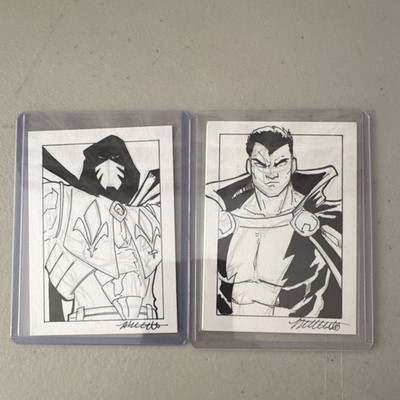 Azrael & Black Adam Custom Sketch Cards By Marcus Grant