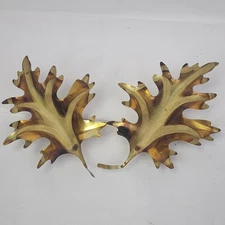 Mid Century Brass Tin & Copper Oak leaves wall decor MCM
