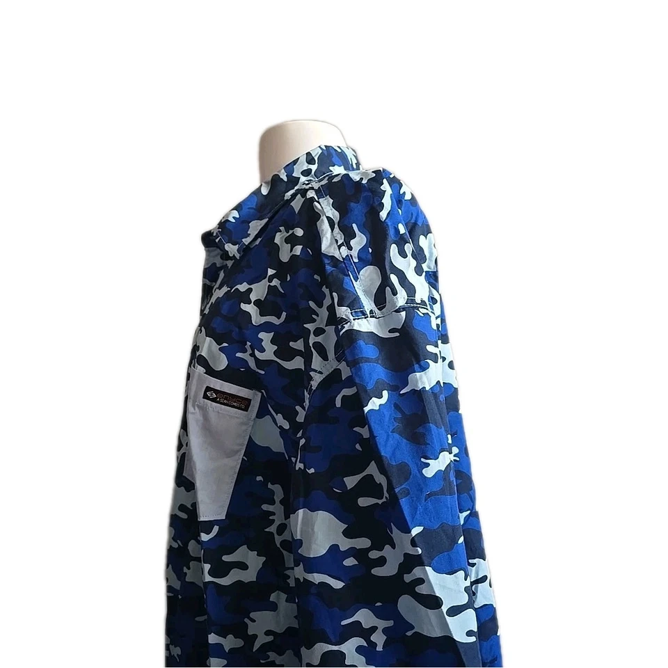 Camisa Enyce Hombres 4XP Azul Camuflaje Con Botones Manga Corta Diddy Y2K Foto 3 de 4
