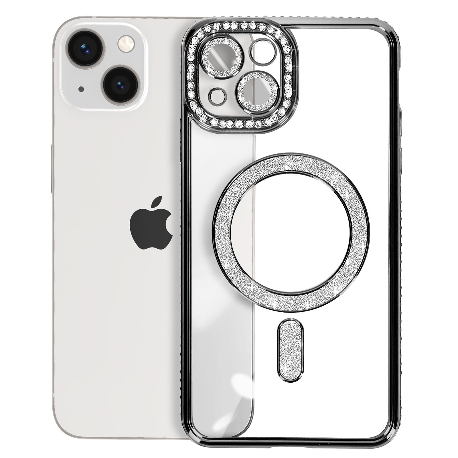 Coque iPhone 14 de luxe transparente en silicone rigide et strass Avizar - 2