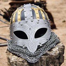 Viking Spectical helmet with aventail, Viking aventail, Spangenhelm with chainma