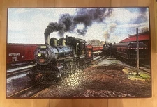 SUNSOUT  JigSaw Puzzle 1000 Pieces AT THE TRAINYARD Train Locomotives