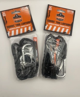 2x Ergodyne 3110 Squids Safety Lanyard Tool Attachment Tether Double Carabiner