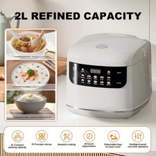 2L Multifunction White Non-Stick Rice Cooker 10 Cooking Modes 1-2 People 24H Tim