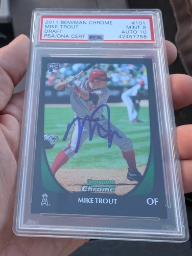 2011 Bowman Chrome Draft #101 Mike Trout Auto Autograph Sign PSA DNA 9 10