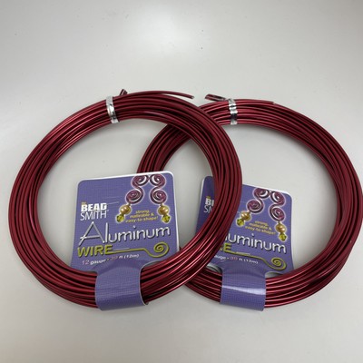 Lof of 2: BeadSmith  Decorative Aluminum Craft Wire 12 Gauge 39FT, Red
