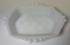 VTG  1960's Anchor Hocking 5x7 White Milk Glass Trinket Soap Dish w Handles