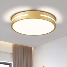 Modern Brushed Gold Flush Mount Ceiling Light Mid-Century LED Ceiling Light B...