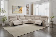 Hercules Electric Recliner Corner Sofa in Cream Colour, lights cupholders