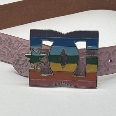 Vintage DC Shoes Unisex Belt Rainbow Metal Buckle