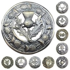 AAR Men,s Scottish Thistle Kilt Brooch Fly Plaid Antique Finish 3" 7cm diam...
